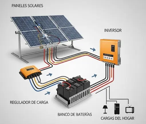 Sistema solar Off-Grid autónomo con baterías para zonas rurales de Buenos Aires - Exaa Solar