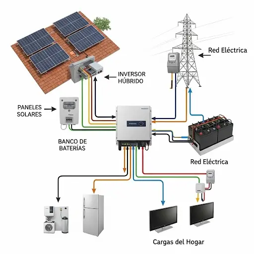 Sistema solar Híbrido con respaldo de baterías para hogares en Buenos Aires - Exaa Solar